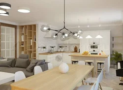 Interior Of A Kitchen Living Room In A Scandinavian Style House