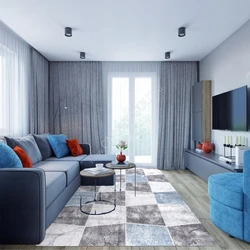 White Gray Blue In The Living Room Interior