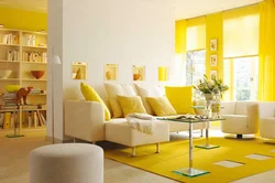 Желтая гостиная в интерьере фото