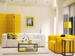 Yellow Living Room In The Interior Photo
