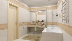 Bath design in beige tiles