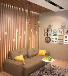 Slatted panels in the kitchen interior