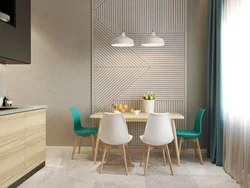 Slatted panels in the kitchen interior