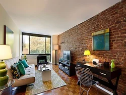 Living room brick wall decoration photo