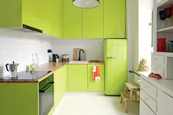 Kitchen in green color design photo