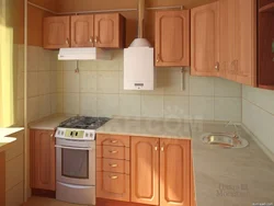 Corner kitchens in Khrushchev with a column photo