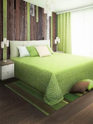 Bedroom in light green color photo