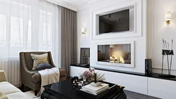 Photo Of A Room In An Apartment With A Fireplace