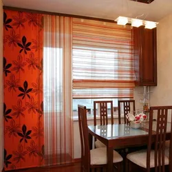 Tulle design for kitchen with balcony photo