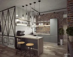 Дизайн кухни гостиной лофт фото