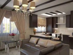 Design of a large kitchen living room in the house