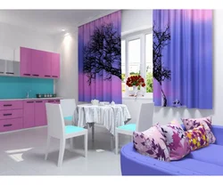 White lilac kitchen in the interior