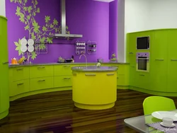 White lilac kitchen in the interior