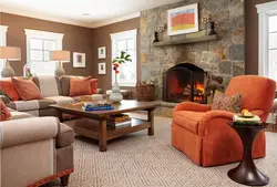 Combination of brown color in the living room interior