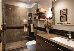 Bathroom design brown tiles