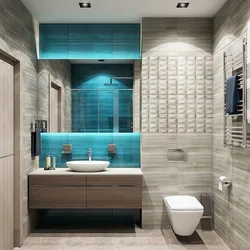 Interior Of A Bathroom Combined With A Toilet In A Modern Style
