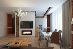 Kitchen Design Living Room With Fireplace In The House Photo
