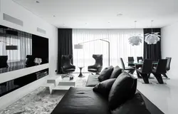 Living room in black and white colors photo