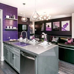 Kitchen Interior With Lilac Furniture