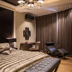 Bedroom Interior With Brown Ceiling
