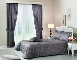 Фото штор в спальню в современном стиле с покрывалом