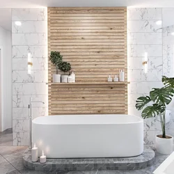 Bathroom Design White With Wood Photo