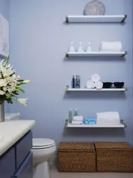 Full-wall shelves in the bathroom photo
