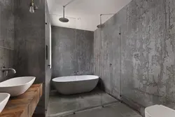 Ванная пакой бетон і дрэва дызайн інтэр'еру