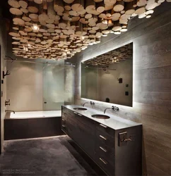 Bathroom concrete and wood interior design