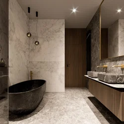 Bathroom Concrete And Wood Interior Design