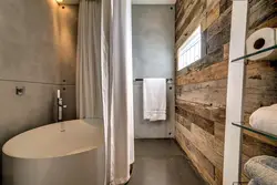 Ванная комната бетон и дерево дизайн интерьера
