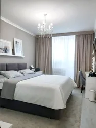 Combination Of Wallpaper And Curtains In The Bedroom Interior