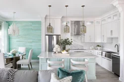 Mint Kitchen In The Living Room Interior