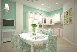 Mint Kitchen In The Living Room Interior