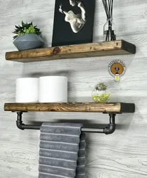 Wooden Bath Shelves Photo
