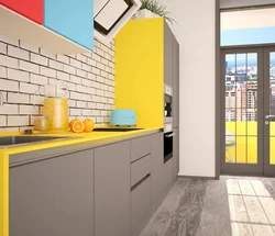 Kitchen In Yellow Gray Colors Photo