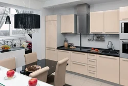Kitchens black and beige photo
