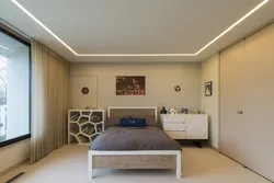Дизайн Одноуровневого Натяжного Потолка В Спальне