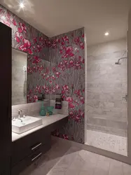 Flower Made Of Tiles In The Bathroom Photo