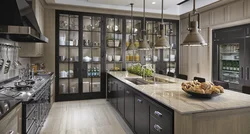 Modern Kitchens With Display Cases For Dishes Photo