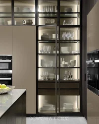 Modern kitchens with display cases for dishes photo