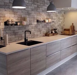 Kitchen design with gray stone