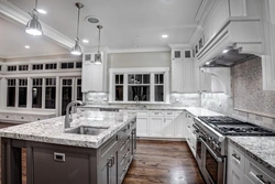 Kitchen design with gray stone
