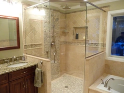 Bathroom renovation without bathtub and shower photo