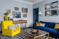 Blue Sofa In The Kitchen In The Interior