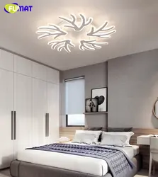 Дызайн спальні люстра з нацяжной столлю сучаснае фота
