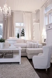 Шторы для гостиной с белой мебелью фото