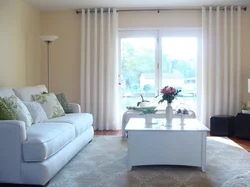 Curtains for the living room with white furniture photo