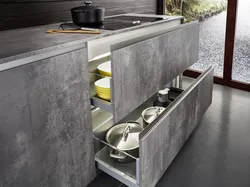 Concrete countertop in the kitchen interior photo