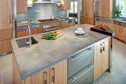 Concrete Countertop In The Kitchen Interior Photo